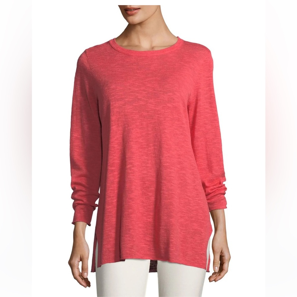 Eileen Fisher Womens 1X Coral Linen Blend Pullover Tunic Top Lagenlook